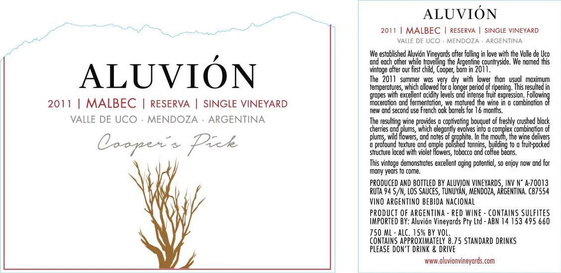 2011 Aluvión Malbec Reserva "Cooper's Pick" - Image 4